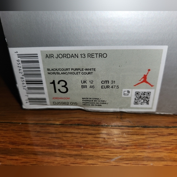 Air Jordan Retro 13 Black/Court Purple/White - Picture 8 of 11